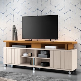 Rack Bancada Briz 1.8 Off White/Cinamomo para TV até 70” - HB Móveis Rack Bancada Briz 1.8 Off White/Cinamomo para TV até 70” - HB Móveis
