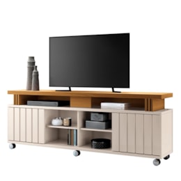 Rack Bancada Briz 1.8 Off White/Cinamomo para TV até 70” - HB Móveis Rack Bancada Briz 1.8 Off White/Cinamomo para TV até 70” - HB Móveis