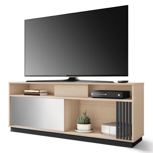 Rack Bancada Caiobá para TV até 65” Tauari Nobre/Preto - PR Móveis