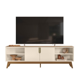 Rack Bancada Campinas Off White/Amêndoa para TV até 75" - Mobler