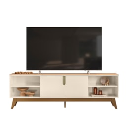 Rack Bancada Campinas Off White/Canela para TV até 75” - Mobler