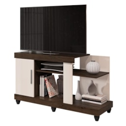 Rack Bancada Canadá Cacau/Off White para TV até 42” - Móveis Leão   Rack Bancada Canadá Cacau/Off White para TV até 42” - Móveis Leão