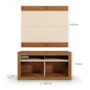 Rack Bancada com Painel Búzios Off White/Canela para TV até 55” - Mobler
