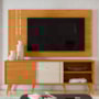 Rack Bancada com Painel Cronos Cinamomo/Off White para TV até 60” - Madetec