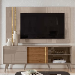 Rack Bancada com Painel Cronos Fendi/Naturale para TV até 60” - Madetec