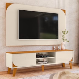 Rack Bancada com Painel Duna Cinamomo/Off White para TV até 65” - Madetec
