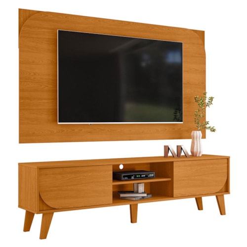Rack Bancada com Painel Duna Cinamomo para TV até 65” - Madetec