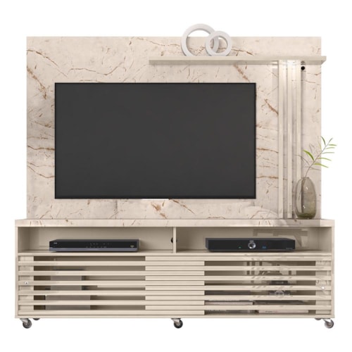 Rack Bancada com Painel Frizz Calacata/Off White para TV até 65” - Madetec