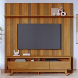 Rack Bancada com Painel Luna Cumaru para TV até 75” - Madetec Rack Bancada com Painel Luna Cumaru para TV até 75” - Madetec