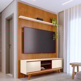Rack Bancada com Painel Milo Cinamomo/Off White para TV até 75” - Madetec