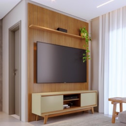 Rack Bancada com Painel Milo para TV até 75” - Madetec Cumaru/Opala