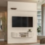 Rack Bancada com Painel New Monte Carlo Calacata/Off White para TV até 75” - Madetec