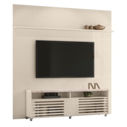Rack Bancada com Painel New Prestige Calacata/Off White para TV até 75” - Madetec
