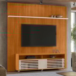 Rack Bancada com Painel New Prestige Cinamomo/Off White para TV até 75” - Madetec