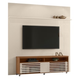 Rack Bancada com Painel New Prestige Naturale/Off White para TV até 75” - Madetec Rack Bancada com Painel New Prestige Naturale/Off White para TV até 75” - Madetec