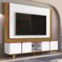 Rack Bancada com Painel Suspenso Roma 217cm Cedro/Branco para TV até 60” - Casa D 
