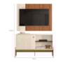 Rack Bancada com Painel Wood 120cm Pérola Metalizado/Cinamomo Mel para TV até 42” - Mobler