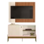Rack Bancada com Painel Wood 120cm Pérola Metalizado/Cinamomo Mel para TV até 42” - Mobler