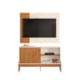 Rack Bancada com Painel Wood Canela/Off White para TV até 42” - Mobler