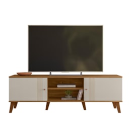 Rack Bancada Denver 160cm Nature/Off White para TV até 65” - Peternella Móveis  Rack Bancada Denver 160cm Nature/Off White para TV até 65” - Peternella Móveis