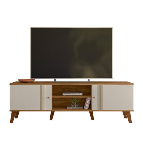 Rack Bancada Denver 160cm Nature/Off White para TV até 65” - Peternella Móveis 