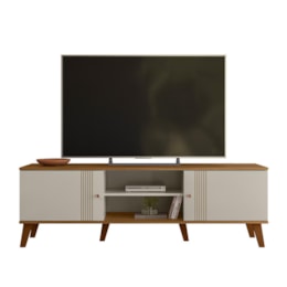Rack Bancada Denver 160cm Off White/Nature para TV até 65” - Peternella Móveis Rack Bancada Denver 160cm Off White/Nature para TV até 65” - Peternella Móveis