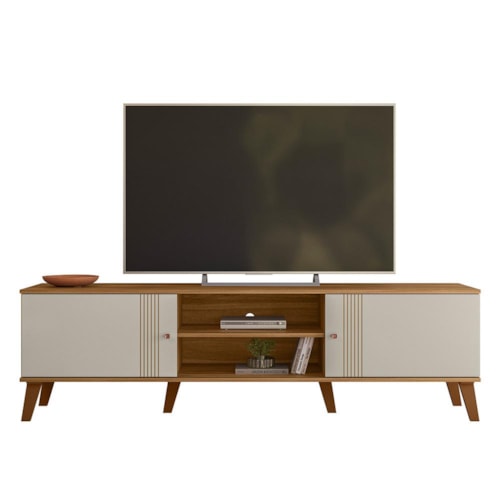 Rack Bancada Denver 180cm Nature/Off White para TV até 75” - Peternella Móveis