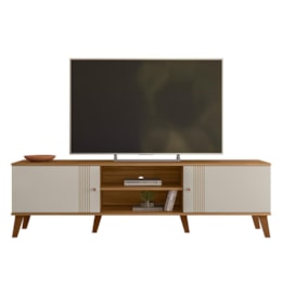 Rack Bancada Denver 180cm Nature/Off White para TV até 75” - Peternella Móveis Rack Bancada Denver 180cm Nature/Off White para TV até 75” - Peternella Móveis