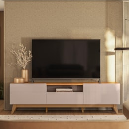 Rack Bancada Diadema Grigio Fosco/Canela para TV até 75” - Mobler