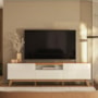 Rack Bancada Diadema Off White/Canela para TV até 75” - Mobler