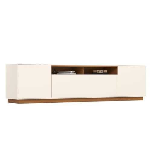 Rack Bancada Domus 220cm Off White/Cinamomo para TV até 89” - Móveis Henn