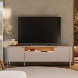 Rack Bancada Dourados Grigio Fosco/Canela para TV até 75” - Mobler