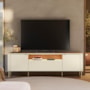 Rack Bancada Dourados Off White/Canela para TV até 75” - Mobler