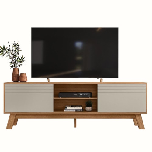 Rack Bancada Dubai Nature/Off White para TV até 70” - Peternella Móveis