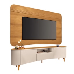 Rack Bancada Elara com Painel Suspenso Armony Cinamomo/Off White para TV até 80” – HB Móveis