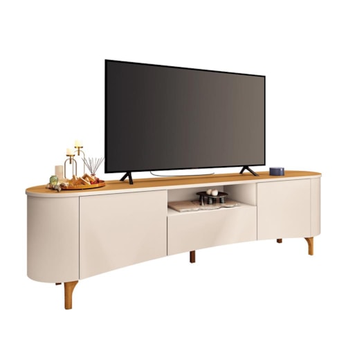 Rack Bancada Elara Off White/Cinamomo para TV até 80” – HB Móveis