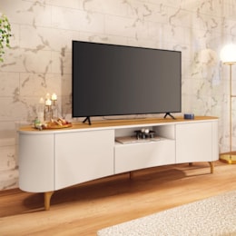 Rack Bancada Elara Off White/Cinamomo para TV até 80” – HB Móveis