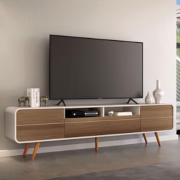 Rack Bancada Época 2.2 Off White/Castanho para TV até 85” - HB Móveis