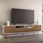 Rack Bancada Época 2.2 Off White/Castanho para TV até 85” - HB Móveis