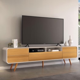 Rack Bancada Época 2.2 Off White/Cinamomo para TV até 85” - HB Móveis 