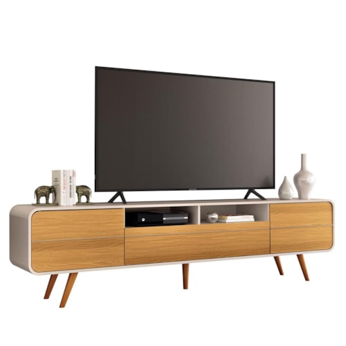 Rack Bancada Época 2.2 Off White/Cinamomo para TV até 85” - HB Móveis 