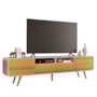 Rack Bancada Época 2.2 Off White/Cinamomo para TV até 85” - HB Móveis 