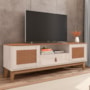 Rack Bancada Esmeralda 160cm Off White/Cedro para TV até 60” - Casa D