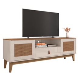 Rack Bancada Esmeralda 160cm Off White/Cedro para TV até 60” - Casa D Rack Bancada Esmeralda 160cm Off White/Cedro para TV até 60” - Casa D