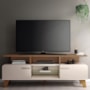 Rack Bancada Essenza 1.6 Off White/Castanho para TV até 60” - HB Móveis