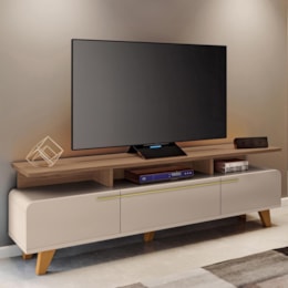 Rack Bancada Essenza 2.0 Off White/Castanho para TV até 70” - HB Móveis Rack Bancada Essenza 2.0 Off White/Castanho para TV até 70” - HB Móveis