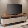 Rack Bancada Essenza 2.0 Off White/Castanho para TV até 70” - HB Móveis