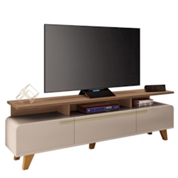 Rack Bancada Essenza 2.0 Off White/Castanho para TV até 70” - HB Móveis Rack Bancada Essenza 2.0 Off White/Castanho para TV até 70” - HB Móveis