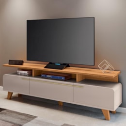 Rack Bancada Essenza 2.0 Off White/Cinamomo para TV até 70” - HB Móveis Rack Bancada Essenza 2.0 Off White/Cinamomo para TV até 70” - HB Móveis