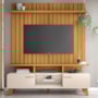 Rack Bancada Essenza com Painel Link 1.6 Cinamomo/Off White para TV até 60” - HB Móveis